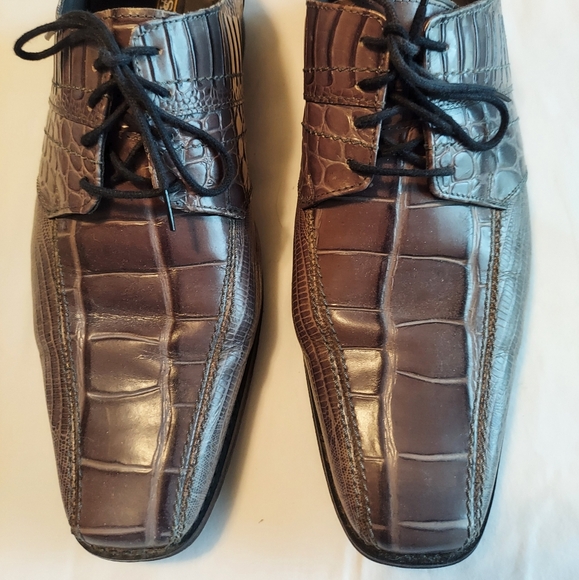 Men's croc embossed leather gray dress shoes by Stacy Adams - Picture 8 of 15